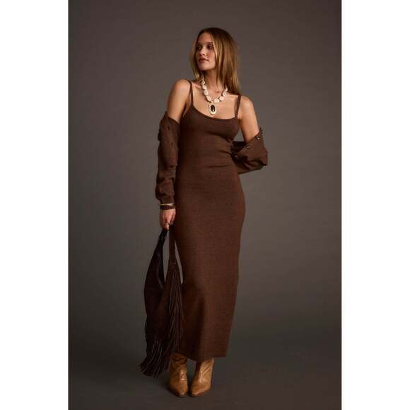 12th Tribe Dresses & Skirts - 12th Tribe Teresa Mocha Sweater Midi Dress Size MM
